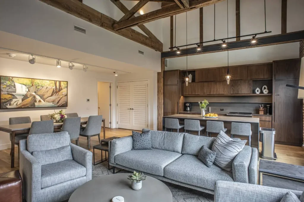 Unit 302 living room, Elevation Lofts Hotel Asheville NC