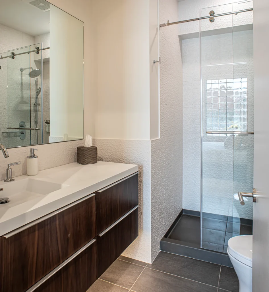 Unit 306 bathroom, Elevation Lofts Hotel Asheville NC